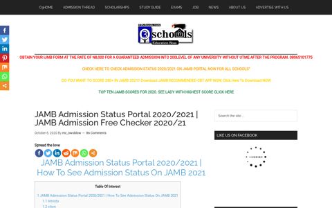 JAMB Admission Status Portal 2020/2021 jamb.org.ng status ...