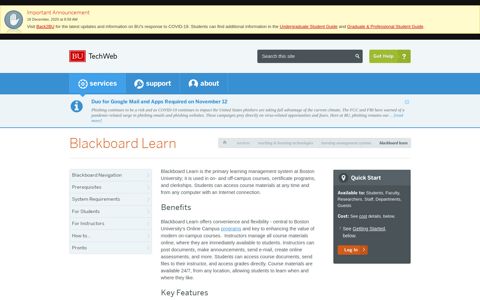 Blackboard Learn : TechWeb : Boston University