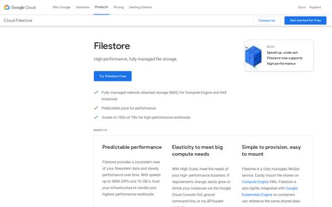 Filestore: Fully managed cloud file storage | Google Cloud