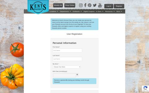 User Registration - Kent's Market