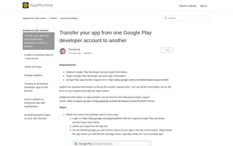 Transfer your app from one Google Play developer account to ...