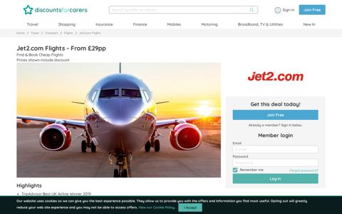 Jet2.com Flights from Jet2.com | Discounts For Carers