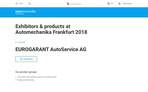 Automechanika - Exhibitors & Products - EUROGARANT ...