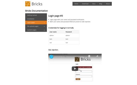 SQL injection | OWASP Bricks Login page #3