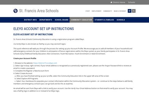 Eleyo Account Set Up Instructions - St. Francis Area Schools ...