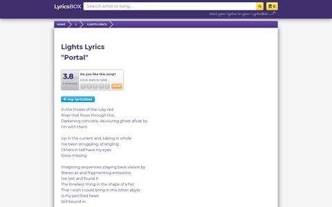 Portal Lyrics - Lights - LyricsBox