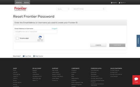 Reset Your Password | Frontier.com