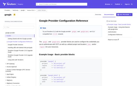 Google Provider Configuration Reference | Guides | hashicorp ...
