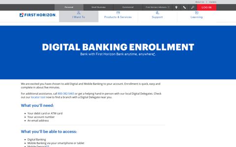 Online Banking & Mobile Banking Enrollment - First Horizon ...