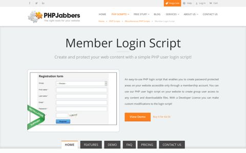 Member Login Script | PHP Login Script | PHPJabbers