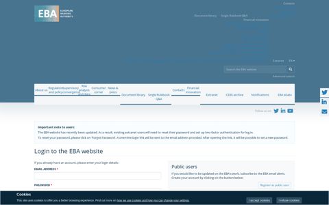 Login to the EBA website - European Banking Authority
