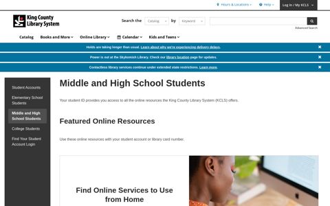 Middle and High School Students | King County Library System