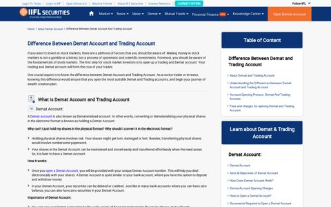 Difference between Demat and Trading Account - India Infoline