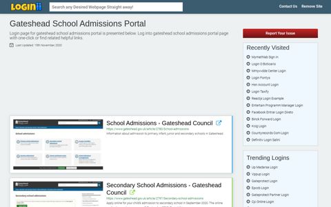 Gateshead School Admissions Portal - Loginii.com