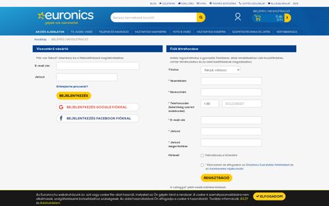 Belépés | Euronics Műszaki Webáruház