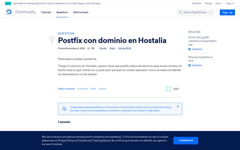 Postfix con dominio en Hostalia | DigitalOcean