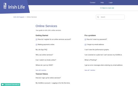 Online Services – Irish Life Support