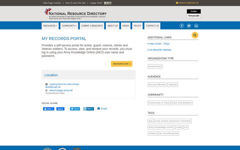 My Records Portal - National Resource Directory