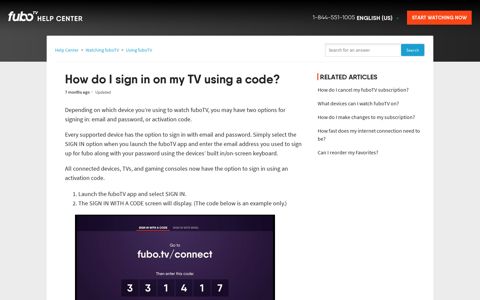 How do I sign in on my TV using a code? - fuboTV Help Center