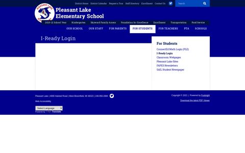 I-Ready Login - For Students - Pleasant Lake