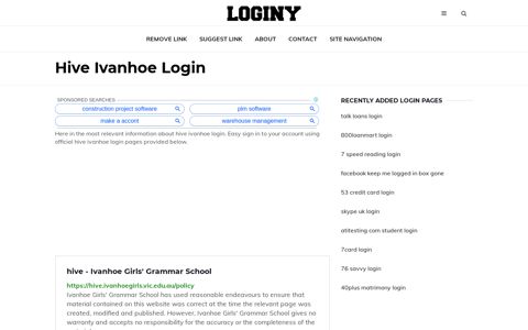 Hive Ivanhoe Login ✔️ One Click Login - Loginy