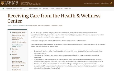 Receiving Care from the Health & Wellness Center | Student ...