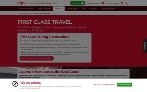 First Class Travel | LNER | Formerly Virgin Trains East Coast