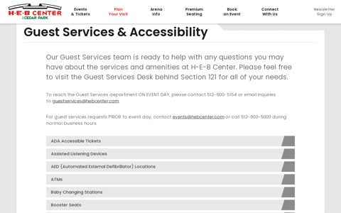 Guest Services & Accessibility | H-E-B Center