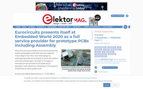 Eurocircuits presents itself at Embedded World 2020 as a full ...