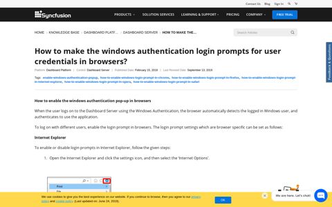 Prompt windows authentication login in web browsers ...