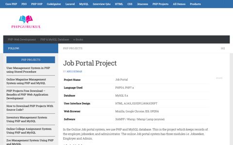Job Portal Project in PHP Free Download , PHP Job Portal ...