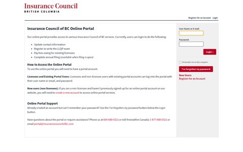 ICOBC - Online Portal - Insurance Council of BC