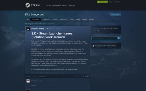 E:D - Steam Launcher issues (Solution/work around) :: Elite ...