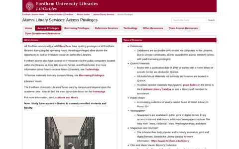 Access Privileges - Alumni Library Services - Research ...