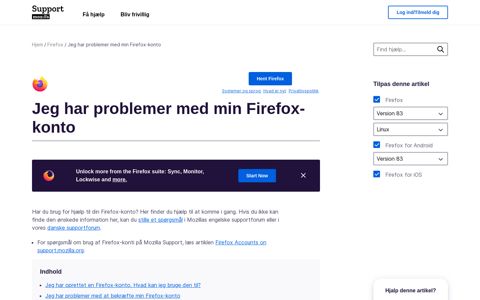 Jeg har problemer med min Firefox-konto | Mozilla Support