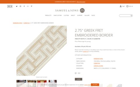 2.75" greek fret embroidered border - Samuel & Sons ...