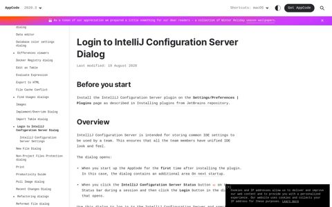 Login to IntelliJ Configuration Server Dialog—AppCode