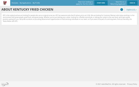 About Kentucky Fried Chicken - talentReef Applicant Portal