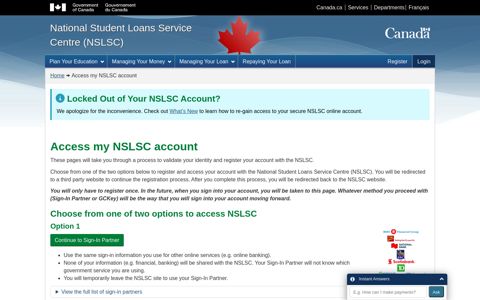 Access my NSLSC account - National Student Loans Service ...