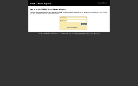 GMAT® Score Reports Log In - Pearson VUE