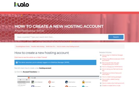 How to create a new hosting account - Kualo Limited