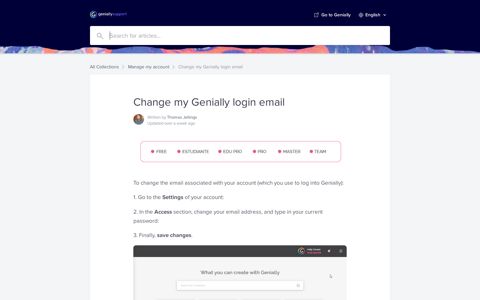 Change my Genially login email | Genially Help Center