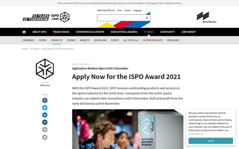 Apply Now for the ISPO Award 2021 - ISPO.com