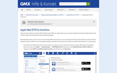 Apple Mail (POP3) einrichten - GMX Hilfe