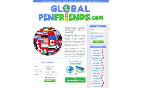 Global Penfriends - Find online friends, Snail mail penpal