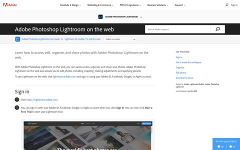 Learn to use Adobe Photoshop Lightroom on the web