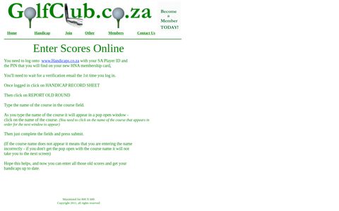 Enter Golf Scores - GolfClub.Co.Za