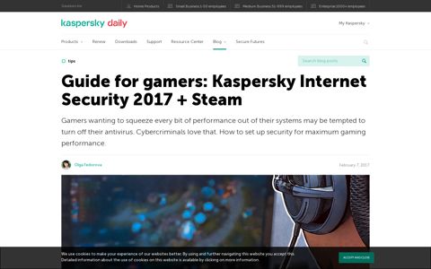 Guide for gamers: Kaspersky Internet Security 2017 + Steam
