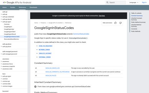 GoogleSignInStatusCodes - Google Developers
