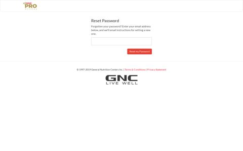 Reset Password | GNC Pro Box Portal